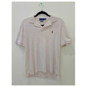 Collard Polo Men’s Shirt Beige Slim Fit Size M